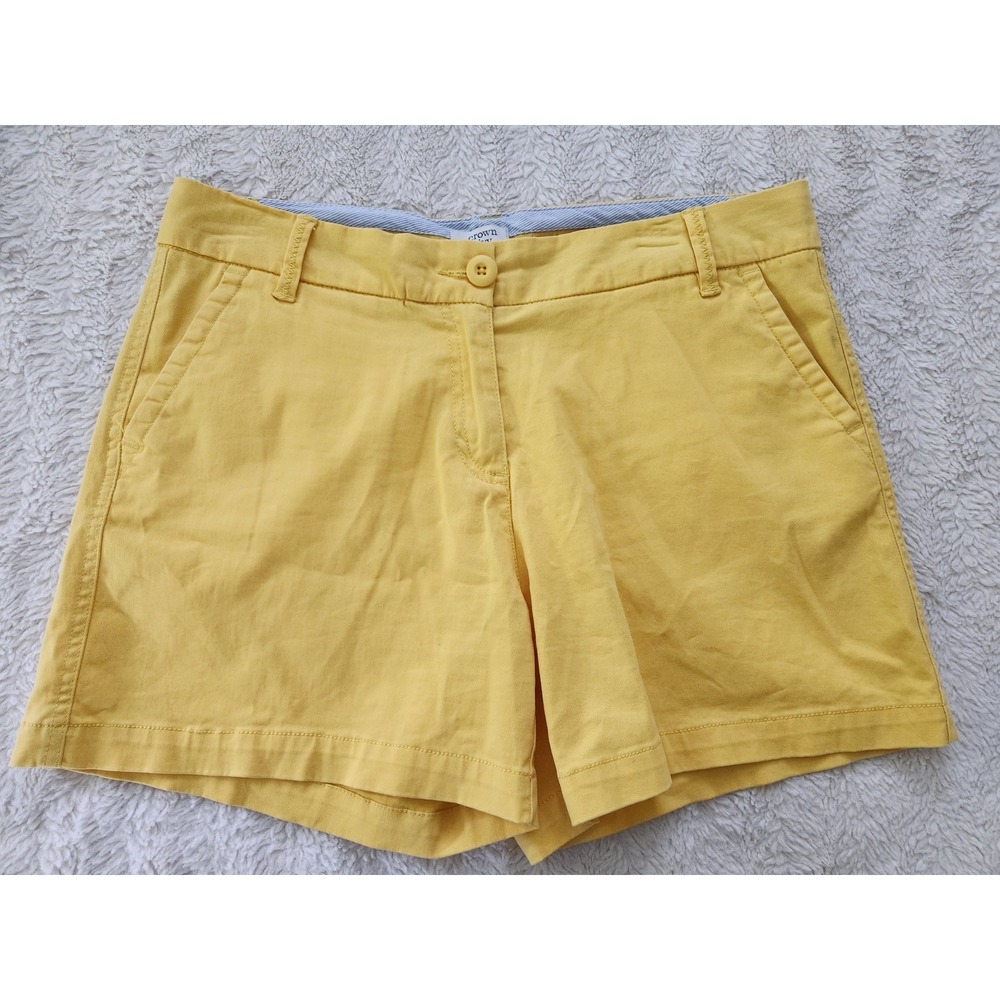 Crown & Ivy Women's Yellow Caroline Chino Shorts Size 8 Cotton Blend Pockets